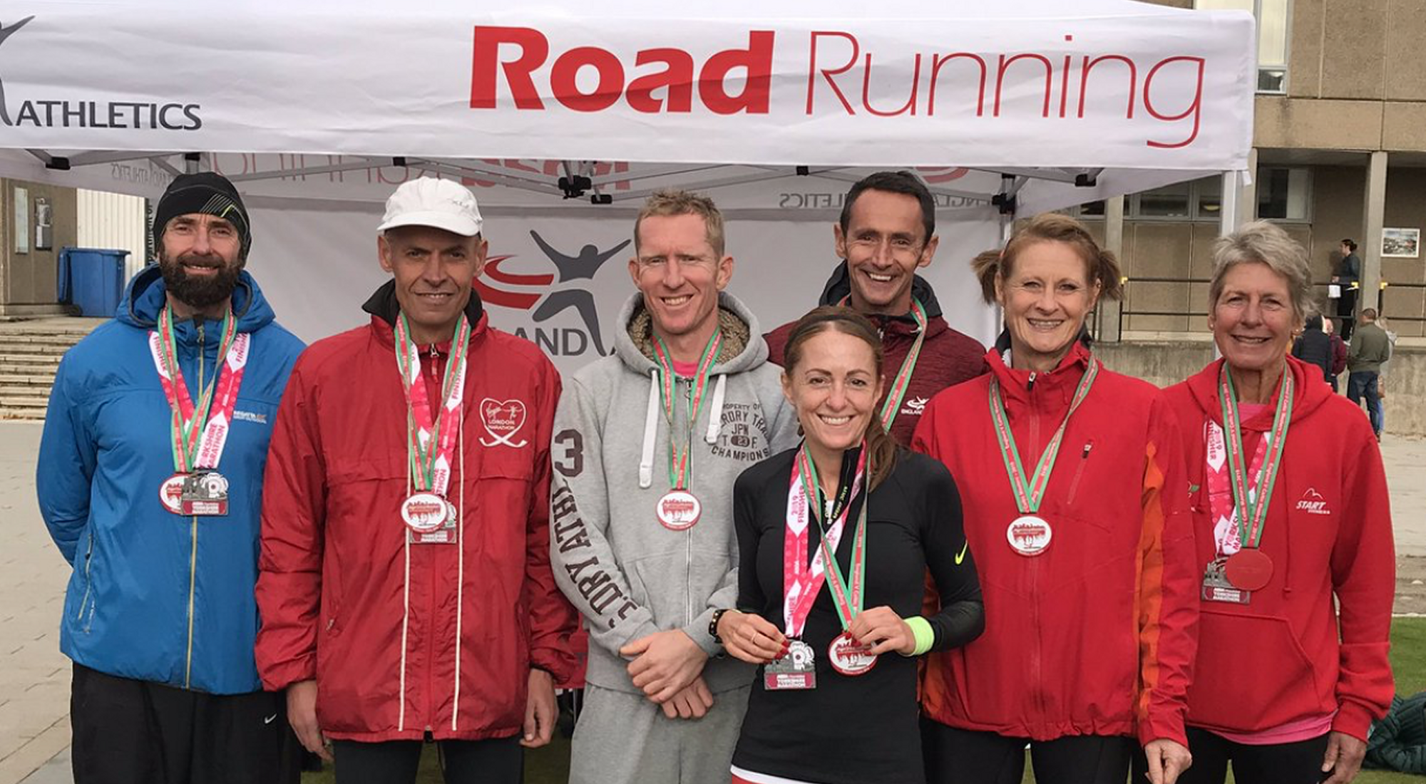 Masters medallists at Yorkshire Marathon 2019.