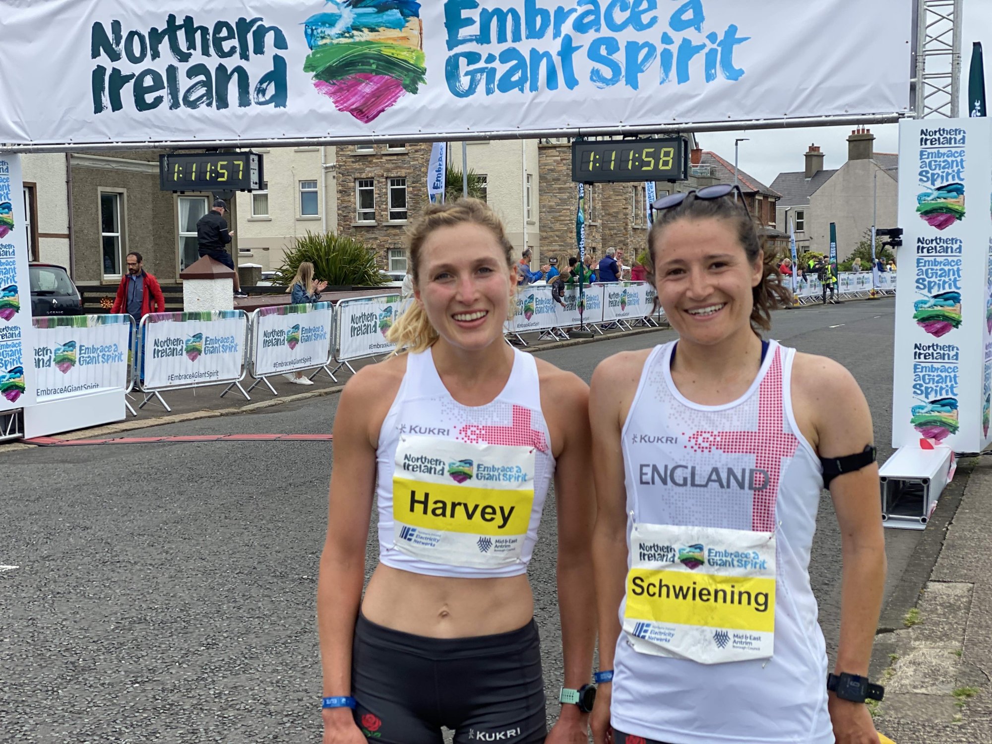 Rose Harvey and George Schwiening at Antrim Coast Half 2021