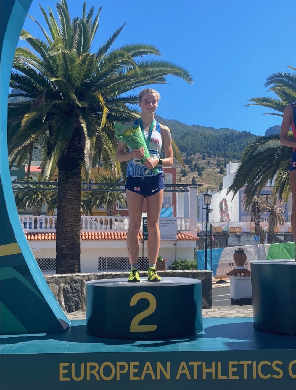 Eve Whitaker on the podium of the European Off-Road Championships