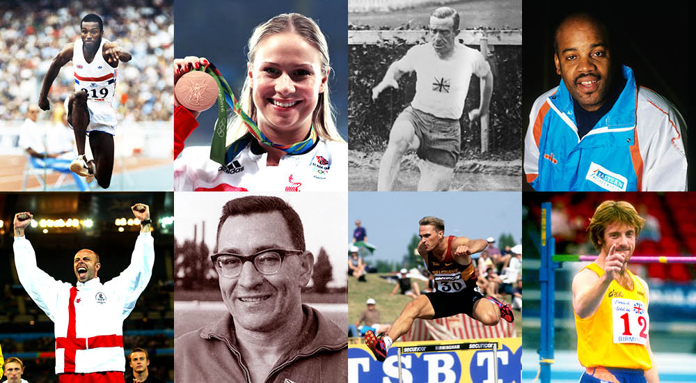 Hall of Fame inductees. Top row, left to right: Keith Connor, Sophie Hitchon, Percy Hodge, John Isaacs. Bottom row, left to right: Dean Macey, Howard Payne, Jon Ridgeon, Steve Smith. Images (except Percy Hodge) by Mark Shearman