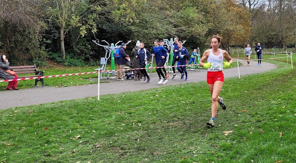 Jo Gallagher racing for England