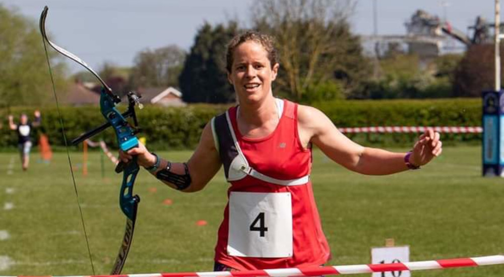 Liz Whitworth taking part in Run Archery