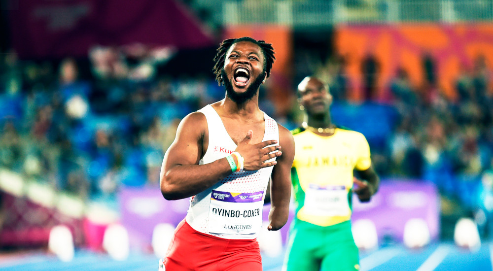 Birmingham 2 August 2022. Emmanuel Oyinbo-Coker (England) wins the men's T45-47 100m. Photo by Mark Shearman