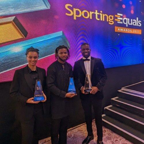 Sporting Equals award winners: Emmanuel Oyinbo-Coker, Ayesha Jones and Leon Baptiste