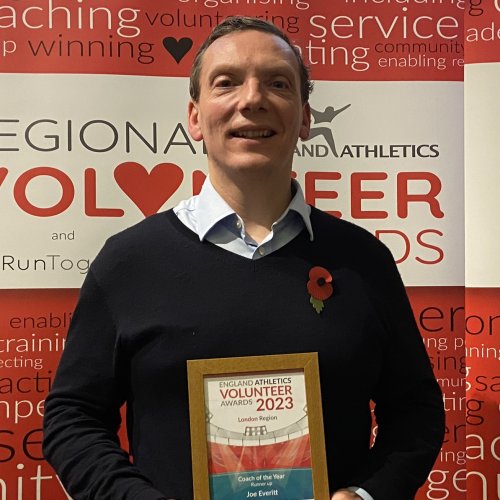 Coach Rup Joe Everittat London Volunteer Awards 2023