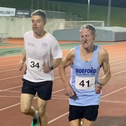 Keith and John Shapland running on track
