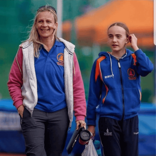 Official, Amy, with her daughter in Yeovil Olympiads kit