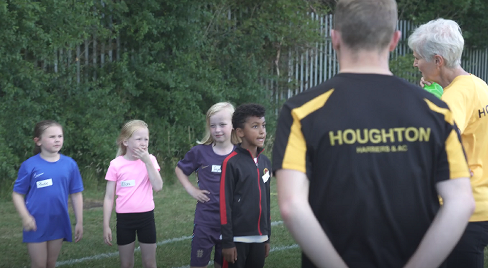 young athletes being coached at Houghton Harriers