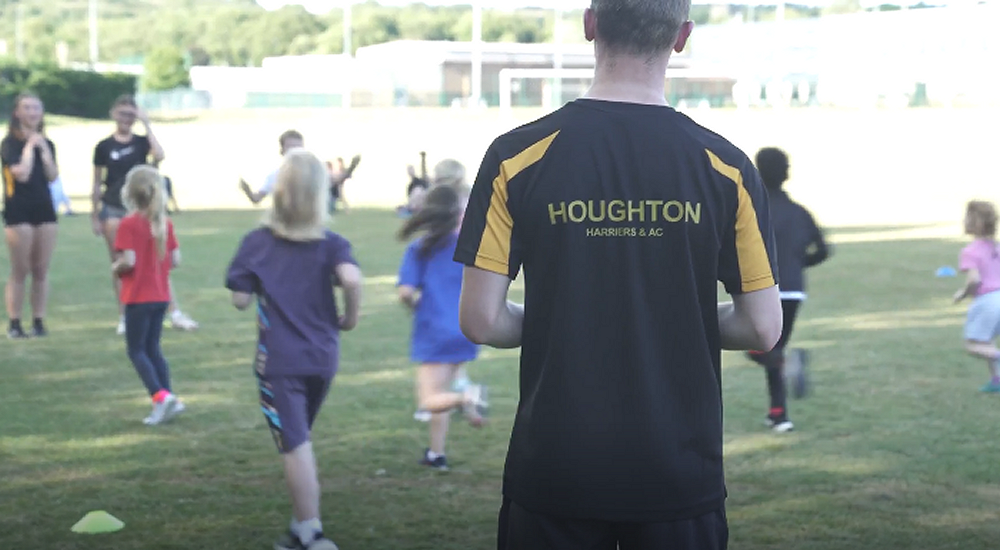 young athletes being coached at Houghton Harriers