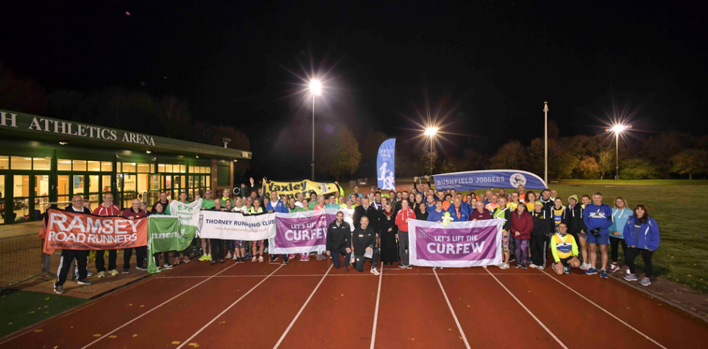 Groups at Greater Peterborough Athletics Network's flagship event for the Let's Lift the Curfew campaign