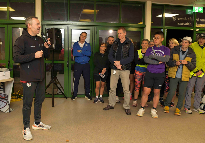 England Athletics CEO Chris Jones speaking at Greater Peterborough Athletics Network's flagship event for the Let's Lift the Curfew campaign