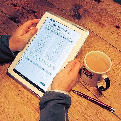 Online coaching qualifications on tablet