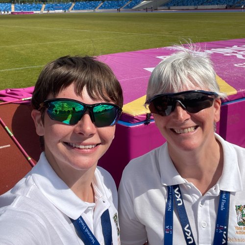 Young official Steph Brookswith her officiating mum