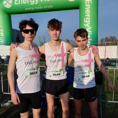 Junior men's team at Hannut Cross Country 2026