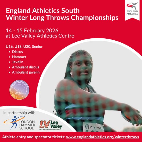 Graphic for England Athletics South winter long throws championships