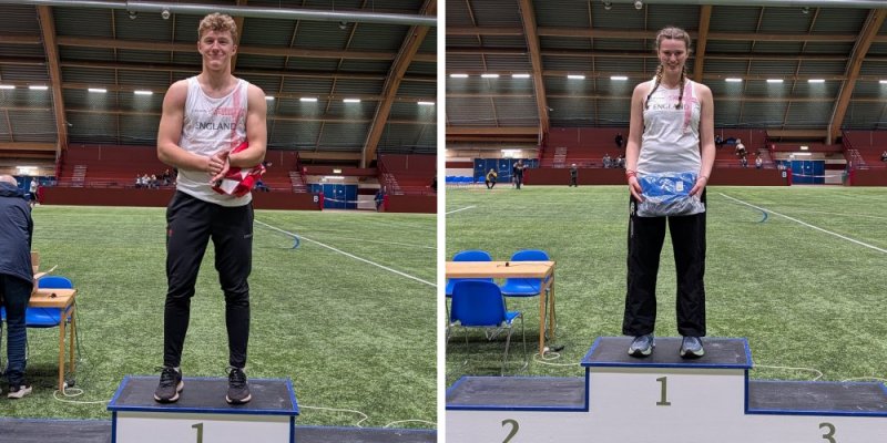 Ned Scott and Lucy Bull on podium at Växjö