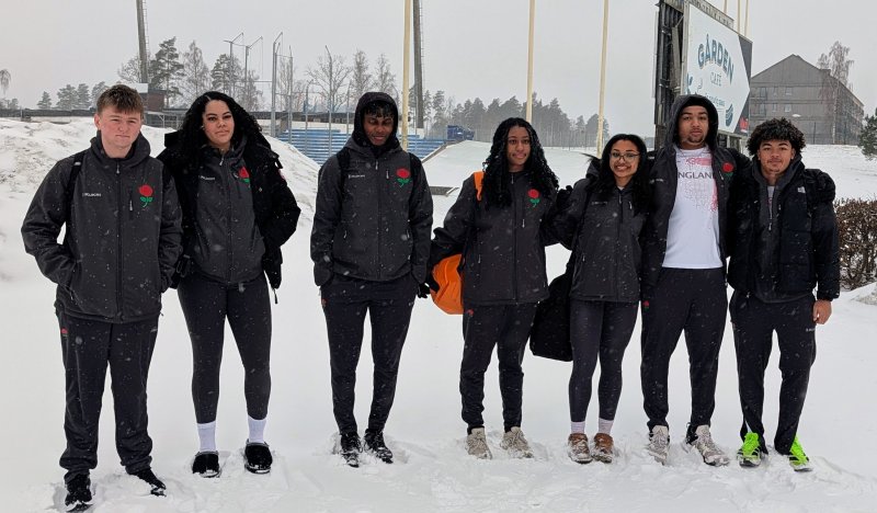 Some of throws team at snowy Växjö