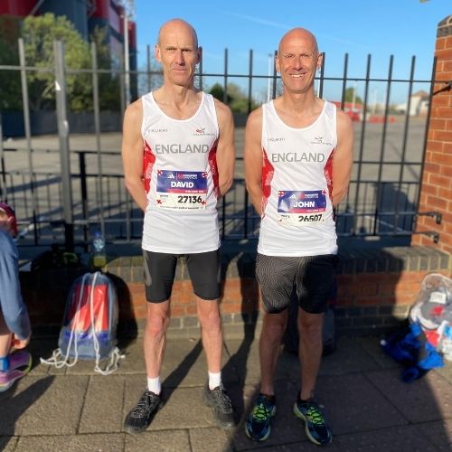David and John Williams, twins running the Manchester Marathon