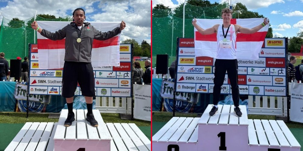 Moyo Stumpenhusen and Ned Scott on podium at Halle