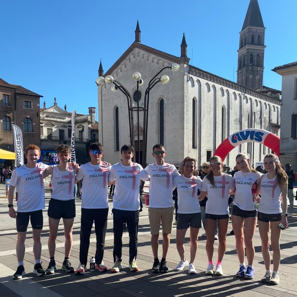 England U20 road running team in Oderzo Italy